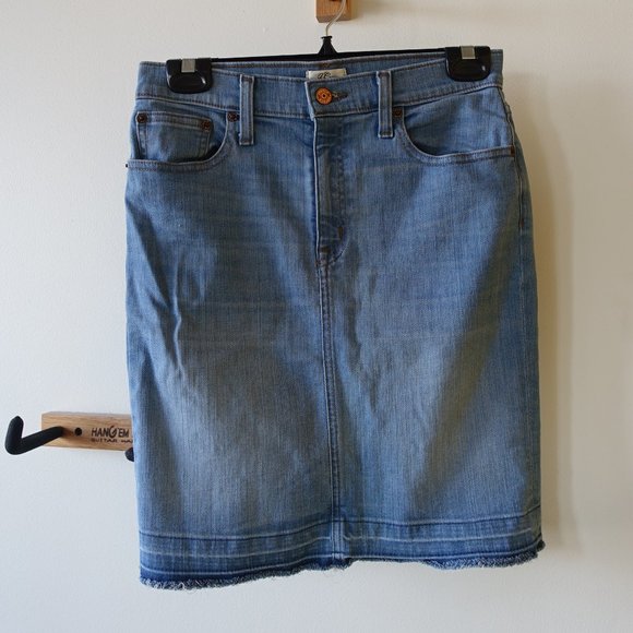 J.Crew Doran Frayed Denim Jean Pencil Skirt 27P 27 Petite #F2576 4 - Picture 9 of 16